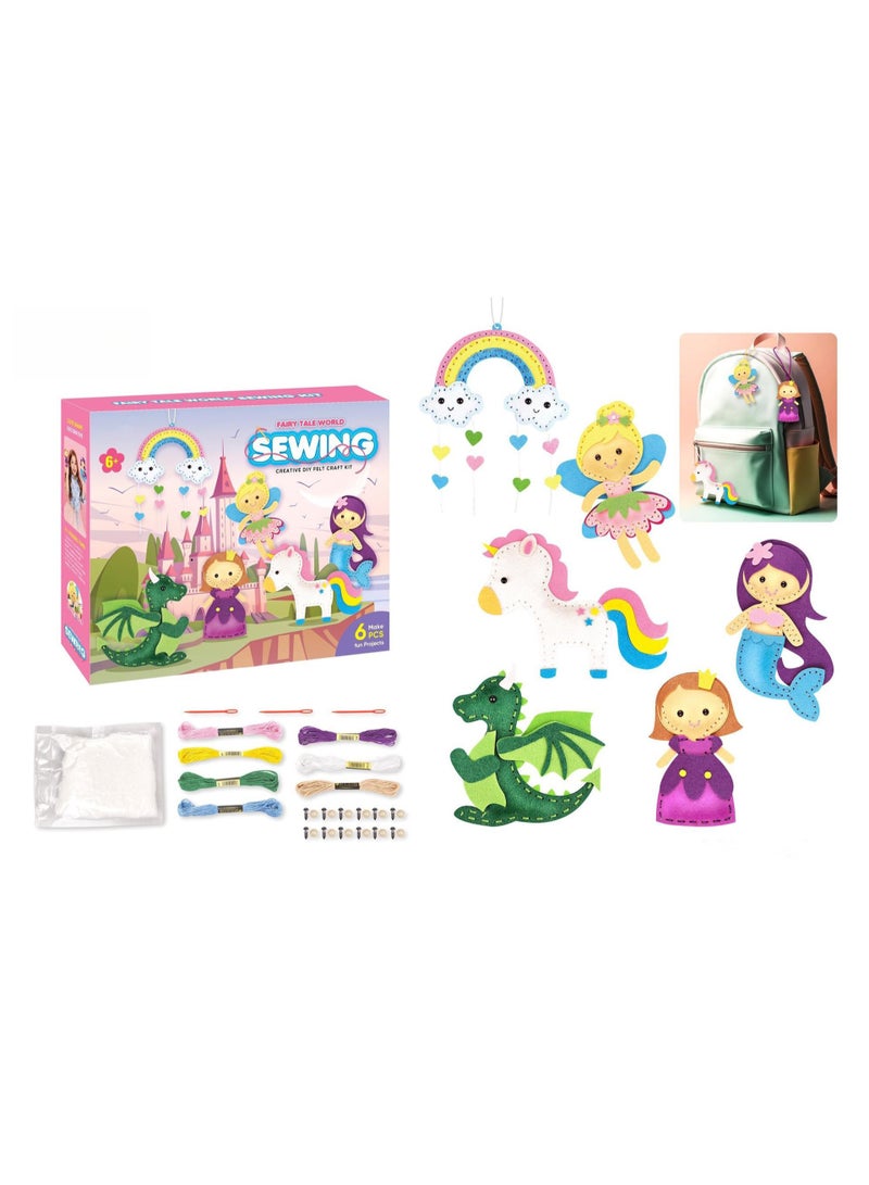 كابسترو مجموعة خياطة يونيكورن قطيفة يمكنك صنعها بنفسك - مجموعة حرفية سهلة الخياطة اليدوية للأطفال تحتوي على قطع قماش ناعمة وإبرة وخيط وحشوة - نشاط خياطة للمبتدئين لتنمية الإبداع والمهارات الحركية والتعلم المبكر الممتع. - Image 1